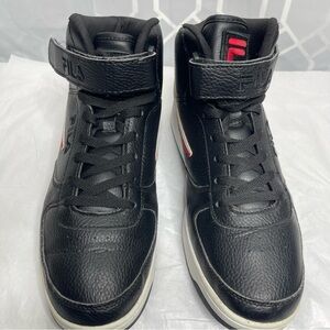 FILA A-High Top Sneakers Black Red Silver Adjustable Strap Men's Size 12